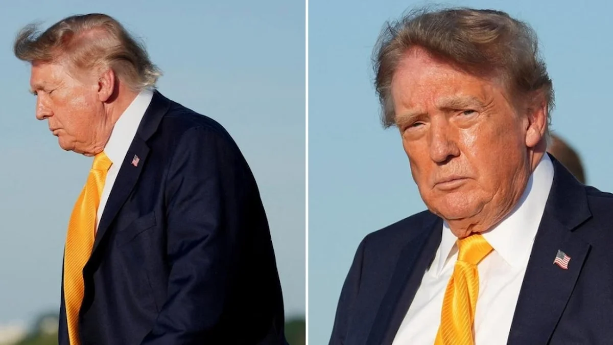 Trump'ın saçları bir anda kahverengiye döndü: Yeni görüntüsü…